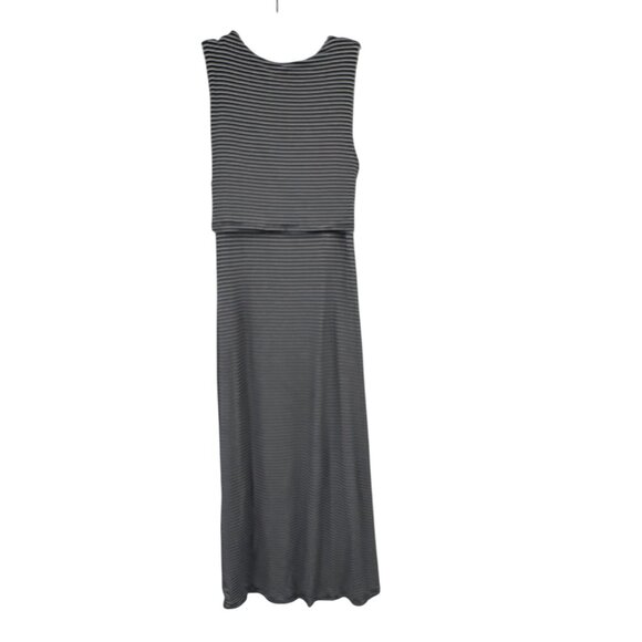 Cabi stripe launch maxi dress women's size medium sleeveless knit blue white - Picture 5 of 8